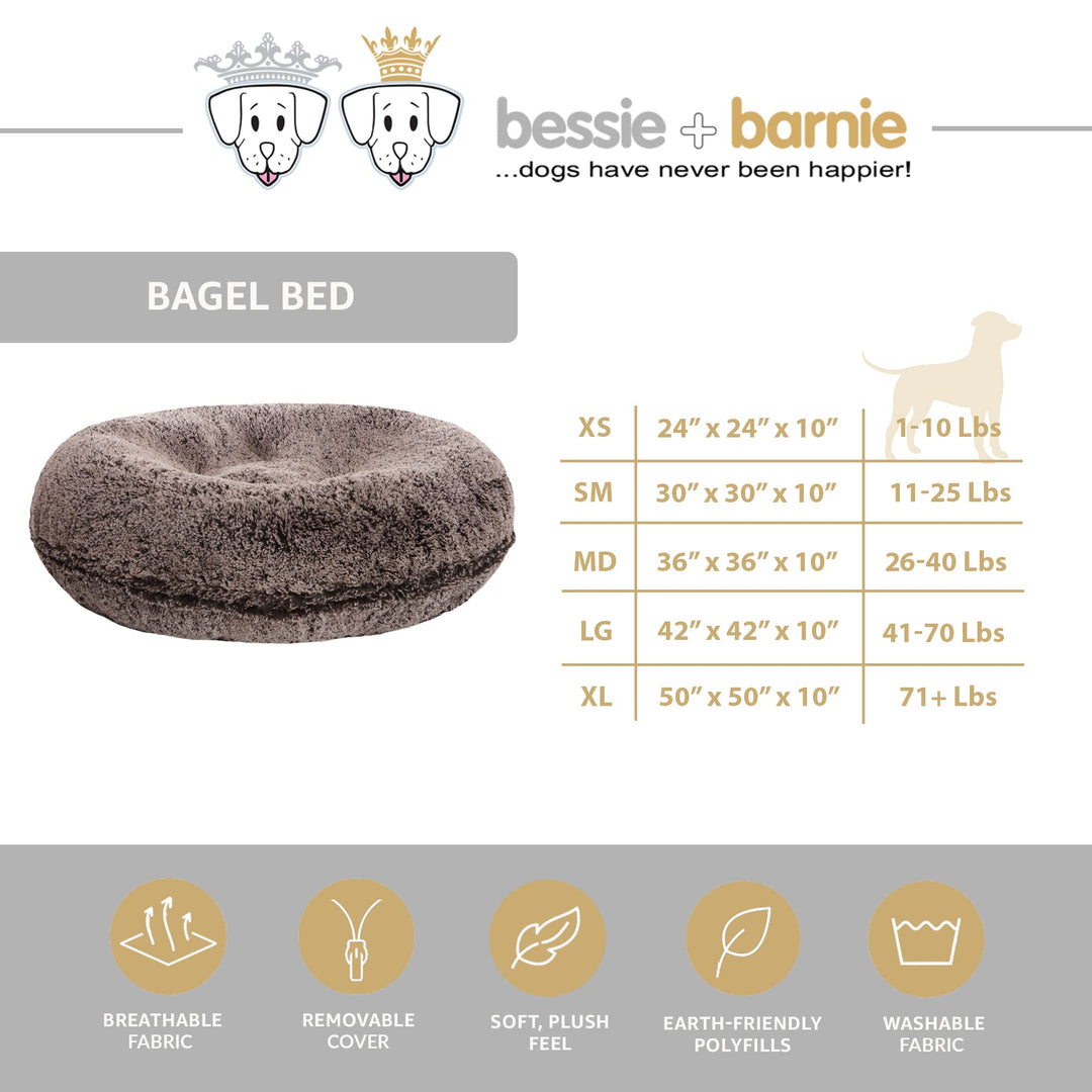Bessie + Barnie Pet Bed Mat - Faux Fur Bagel Dog Bed - Extra Plush Waterproof - Diamond Home USA