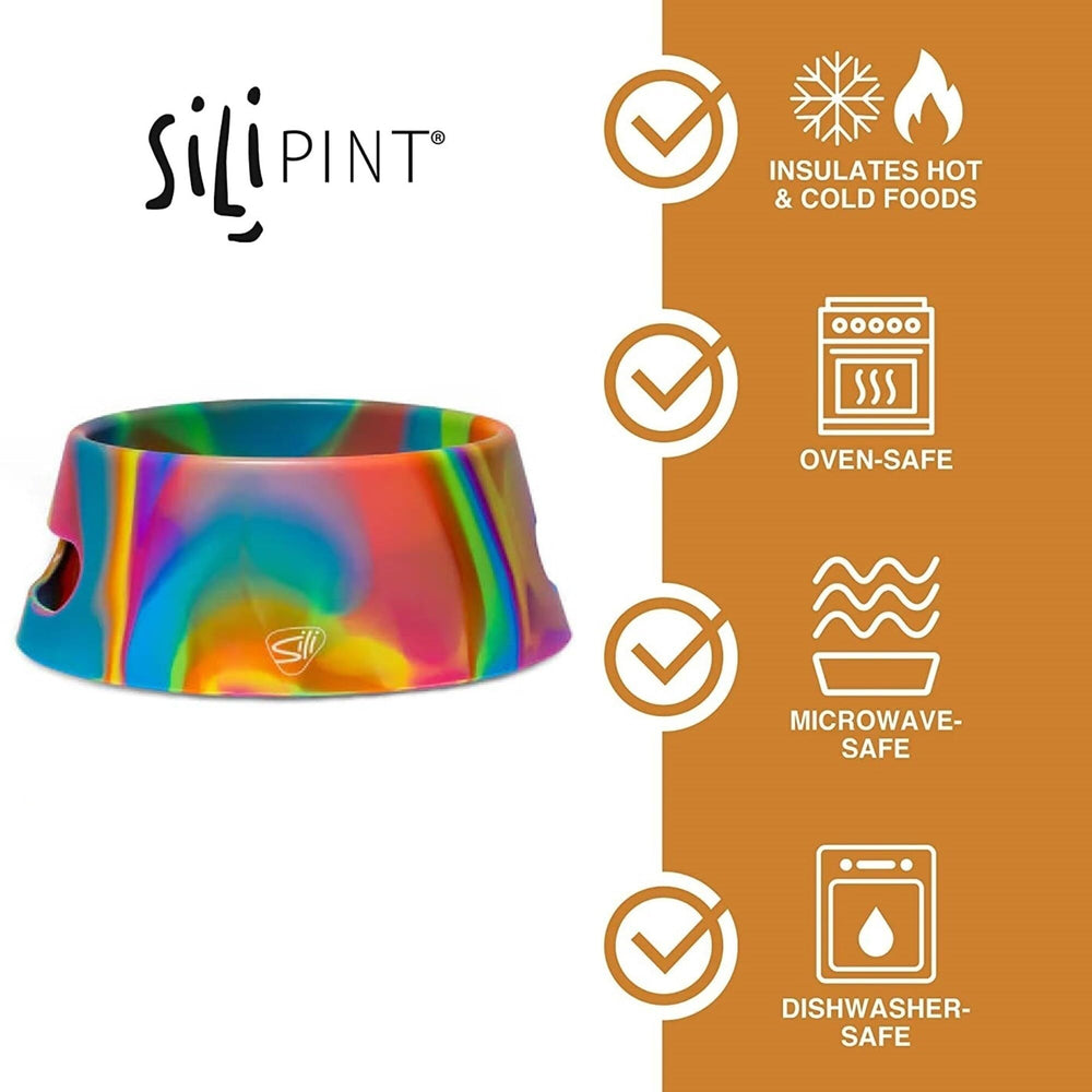 Silipint: Aqua-Fur Silicone Dog Bowl: Hippie Hops -18oz Colapsible/Foldable - Diamond Home USA