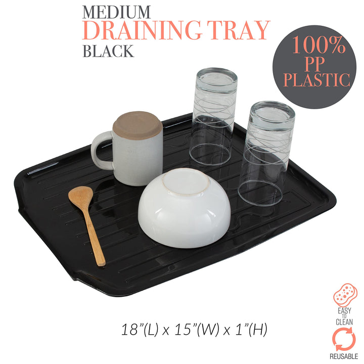 Kitchen Details Countertop Draining Tray|Dimensions: 18"x 15"x 1"| Designed Black - Diamond Home USA