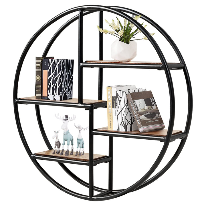 Wall Mounted Circular Shelf Round Hanging 4tier Shelves Black Modern
