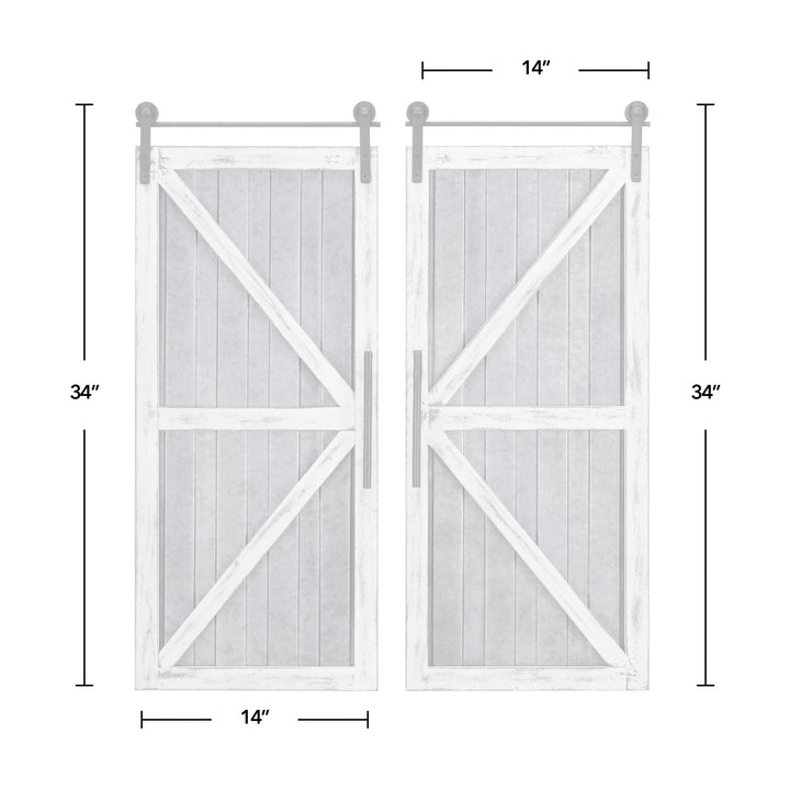 FirsTime & Co. White and Silver Carriage Barn Door Wall Plaque 2-Piece Set Large - Diamond Home USA