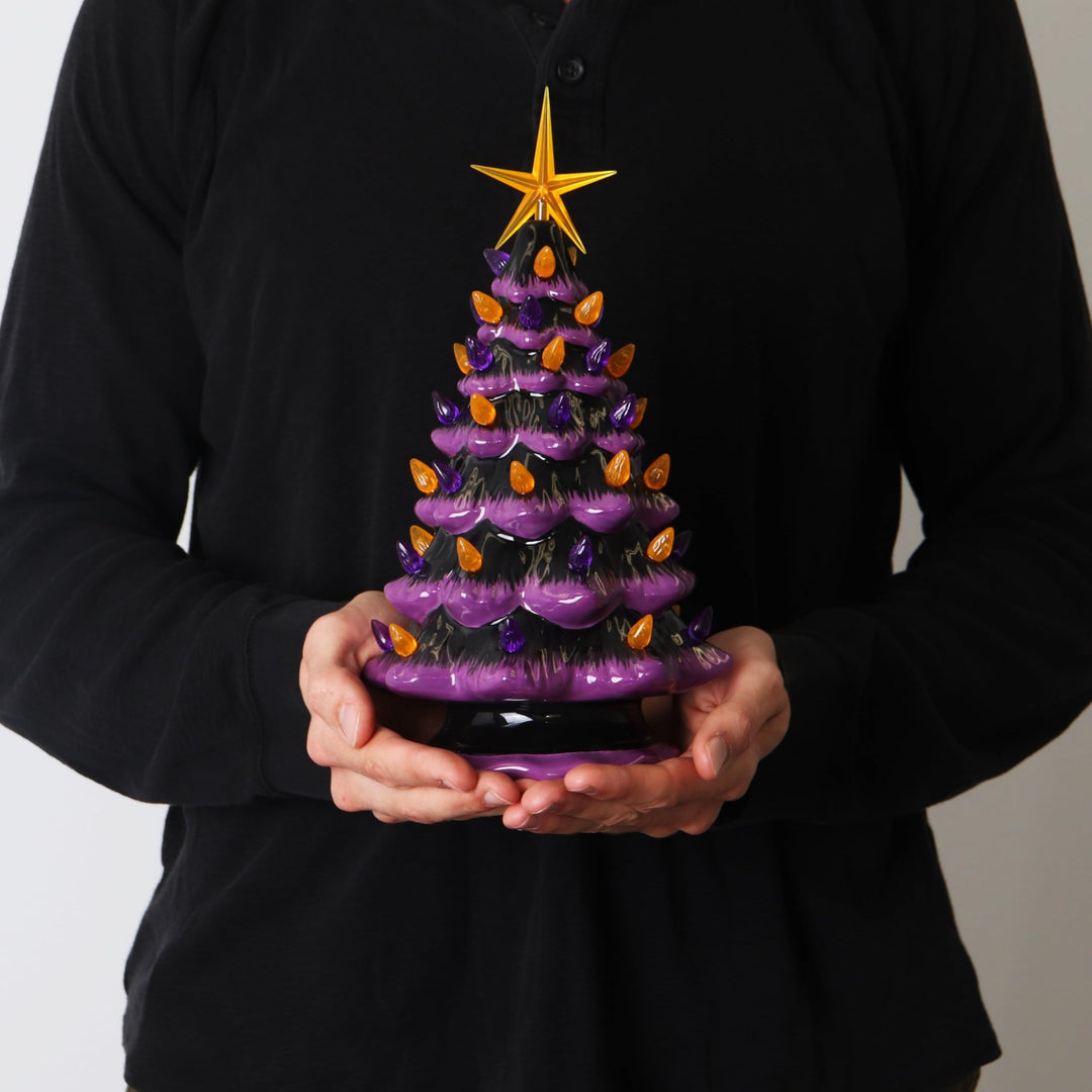 Purple Halloween Ceramic Christmas Tree Multi Color - Diamond Home USA