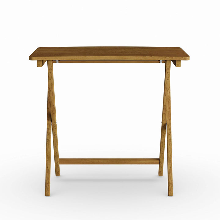 Goosefoot Red Oak Folding Tv Tray Table Brown Casual Traditional Rectangle - Diamond Home USA