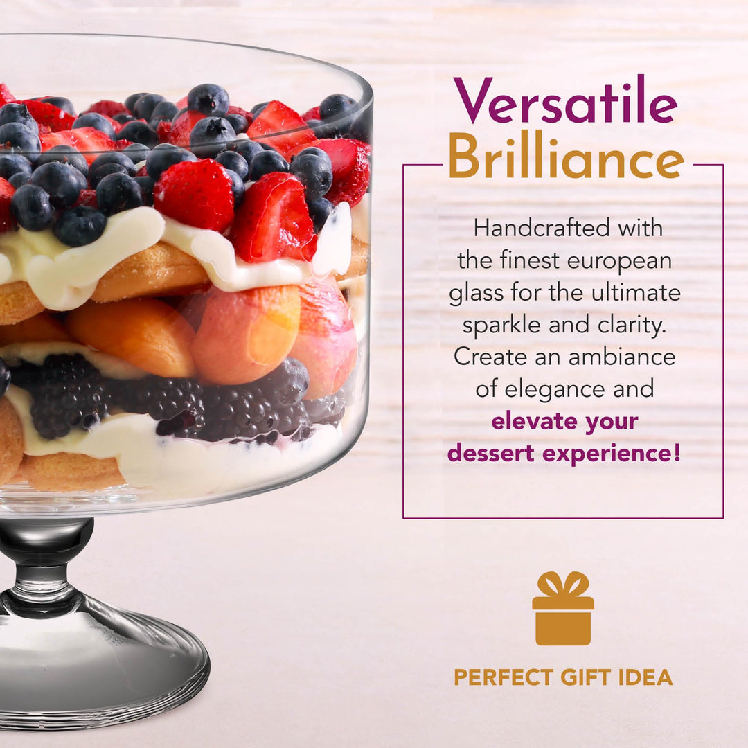 Barski European Beautiful Large 170 oz Trifle Bowl - Glass Trifle Bowl on - Diamond Home USA