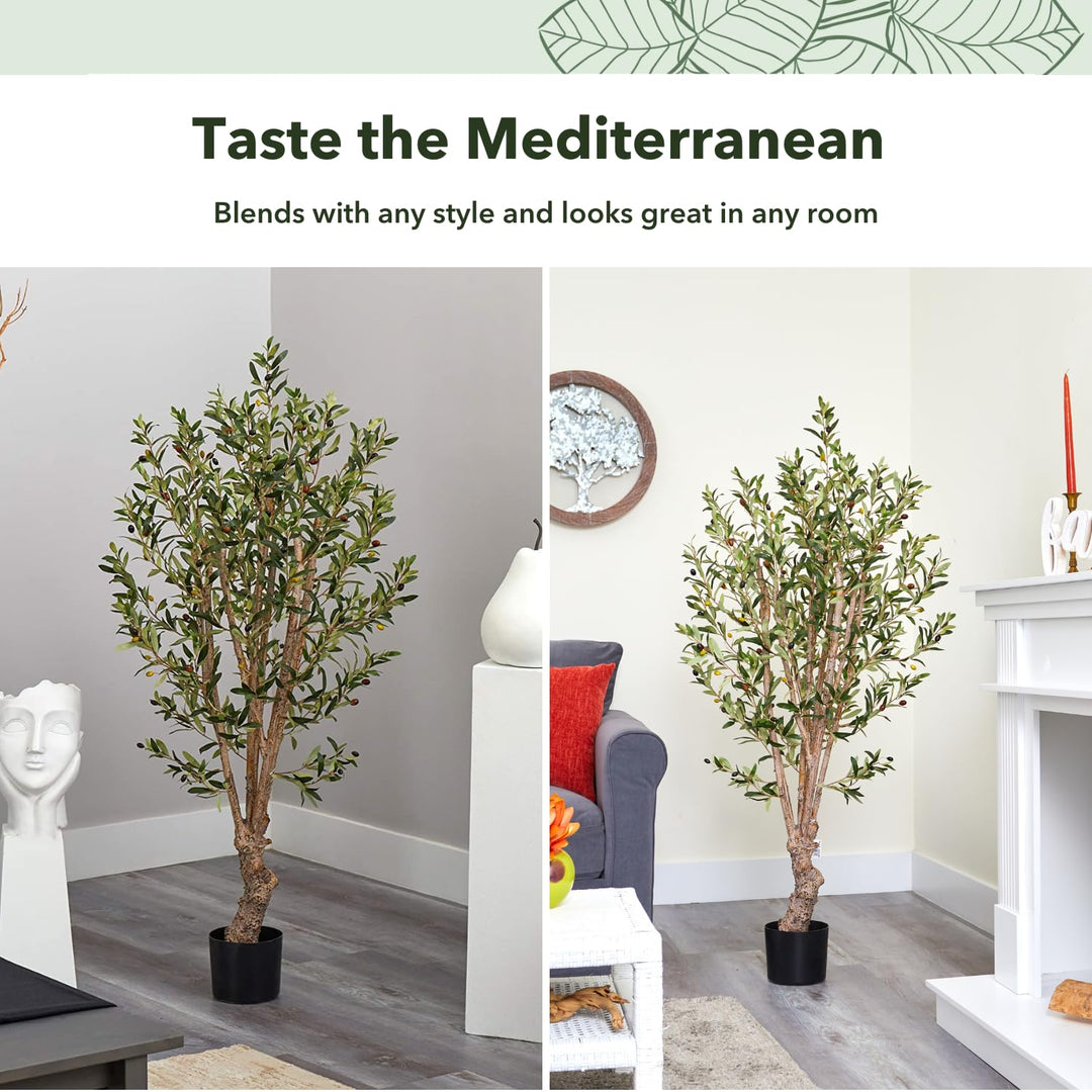 Nearly Natural 5258 Olive Silk Tree 5-Feet Green 30 x 30 x 55 inches - Diamond Home USA
