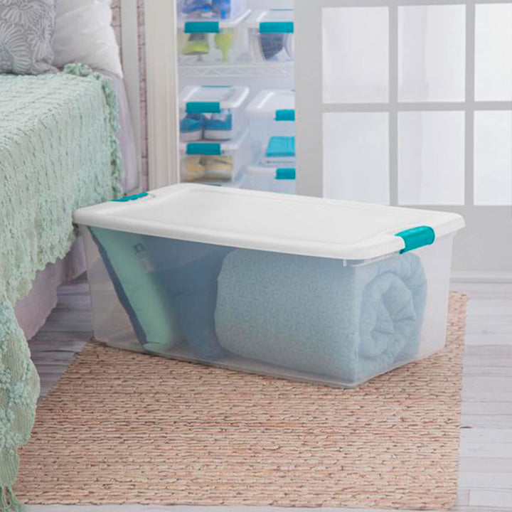 Sterilite 14998004 Plastic Liter Latch Box Clear 106 Quarts - Diamond Home USA