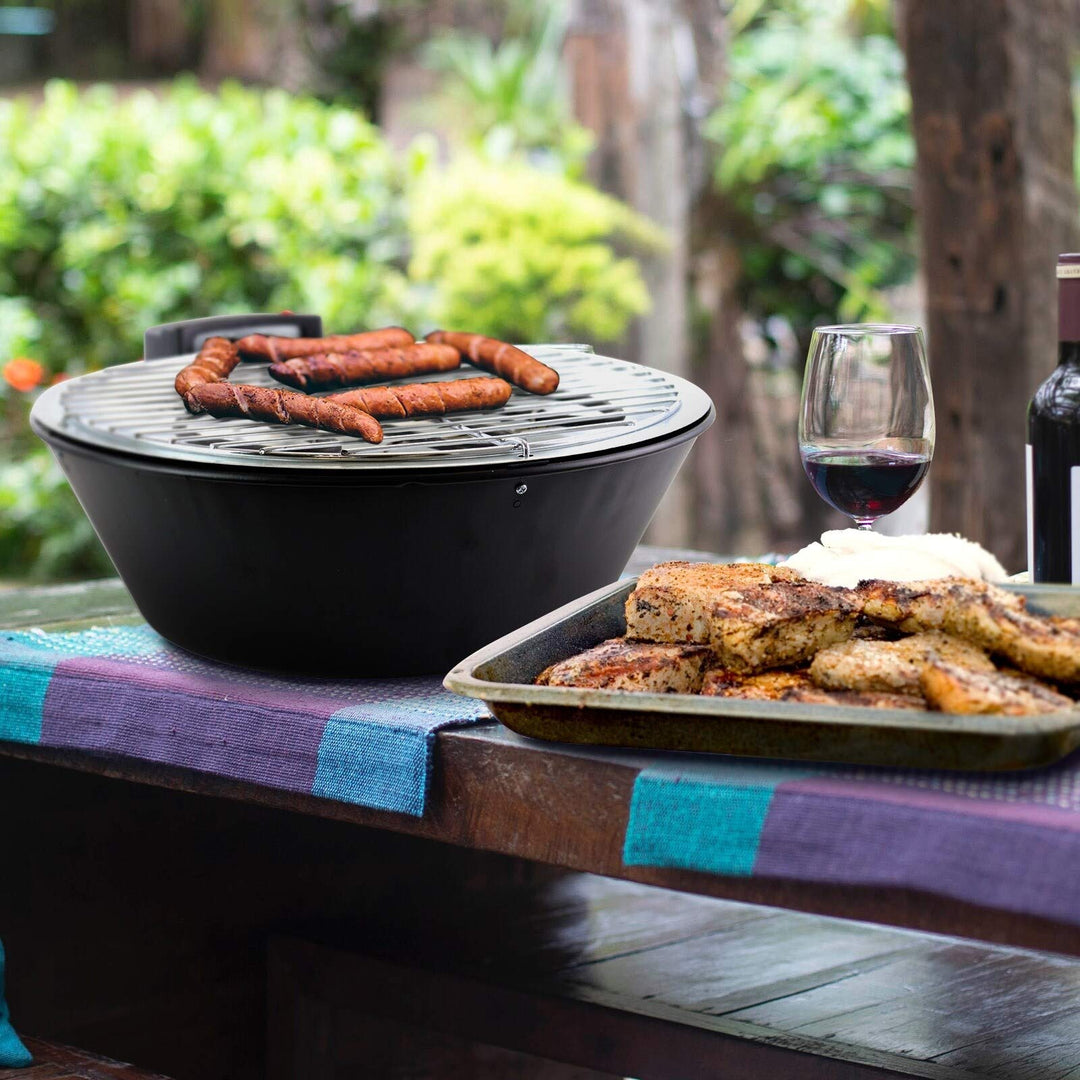 Indoor Outdoor 14 in Tabletop Electric Barbecue Grill Stainless Steel - Diamond Home USA