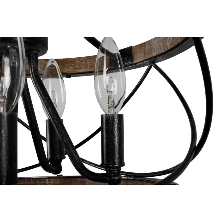 Bella Depot 5-Light Rustic Cage Wood Chandelier Dimmable Lighting Adjustable - Diamond Home USA