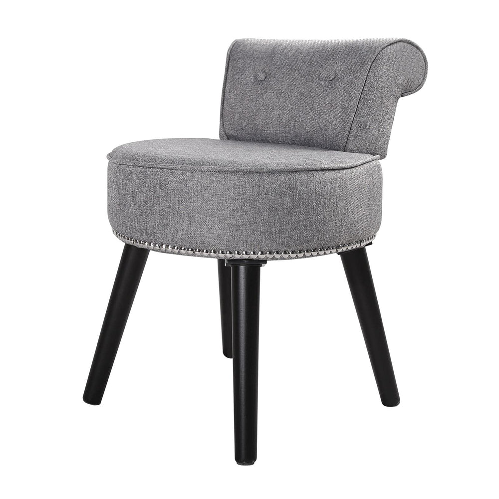 Vanity Stool Chair Makeup with Low Back Grey Modern Contemporary Wood Single - Diamond Home USA