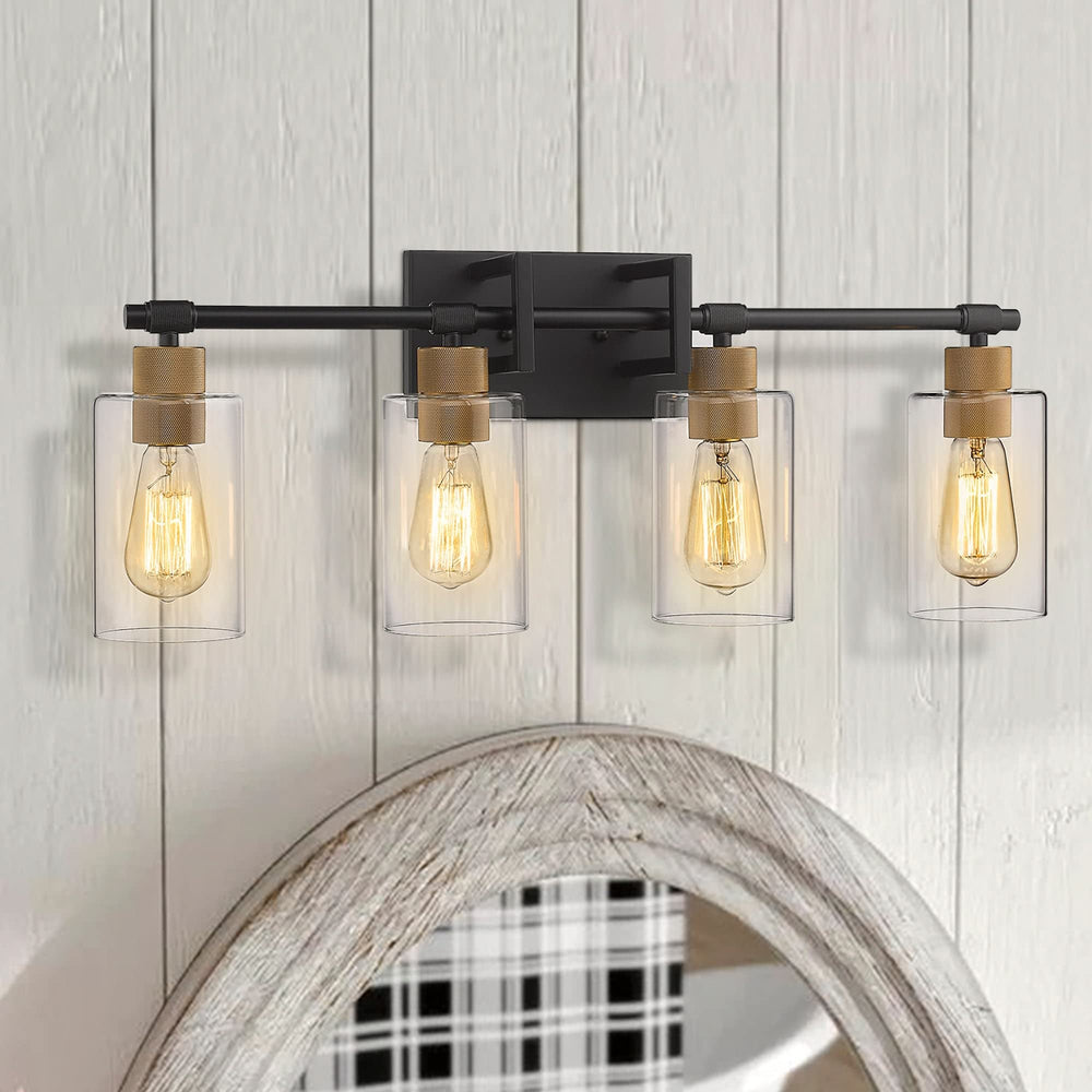 4-light Vintage Wall Mount Vanity Light Black Industrial Modern Contemporary - Diamond Home USA