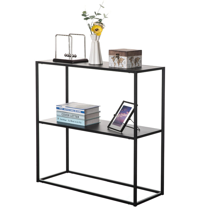 Modern Display Metal Console Table with Open Shelf for Dining Black - Diamond Home USA