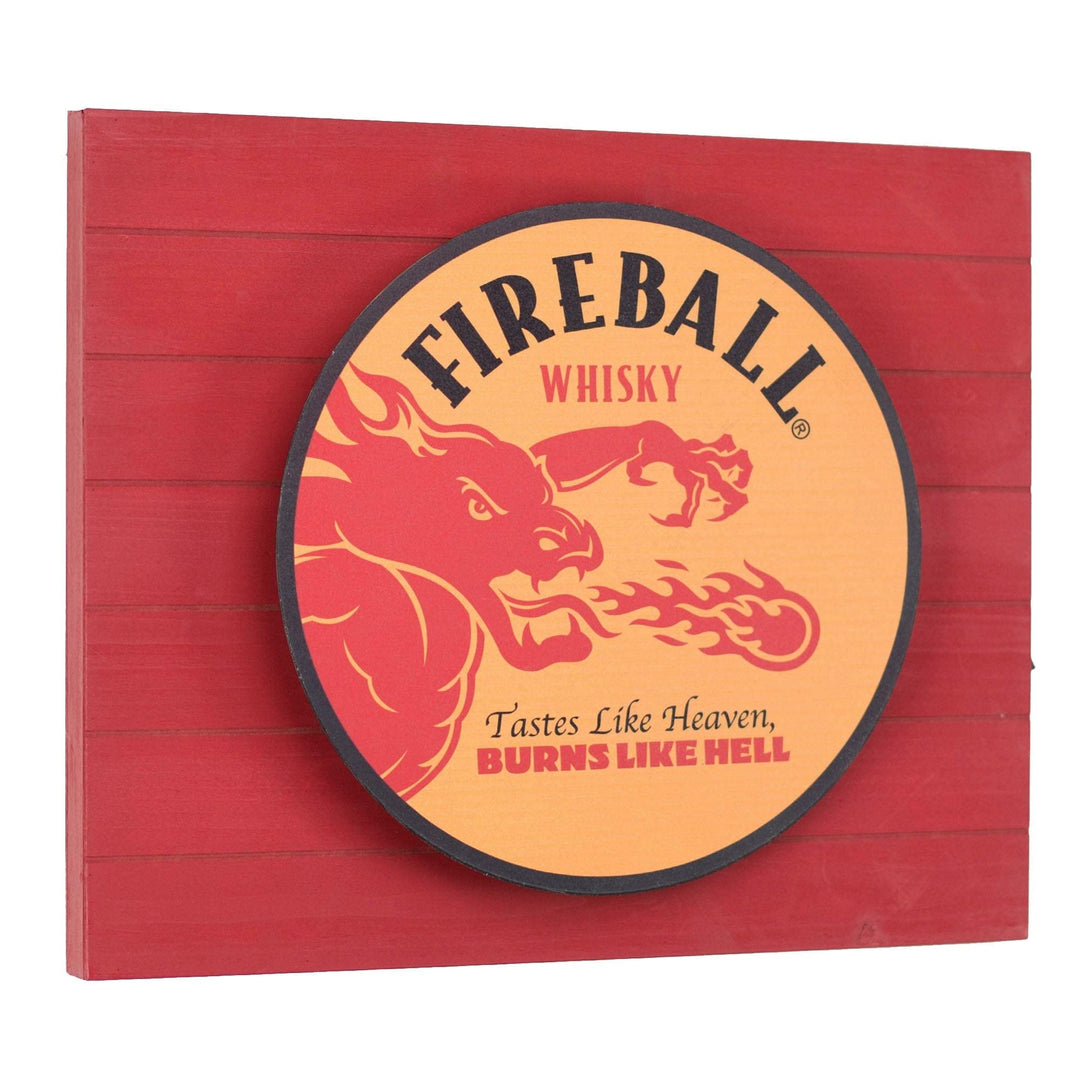 Fireball Whisky Vintage Metal Backlit Led Sign 15inch X 18inch Red Wood Medium - Diamond Home USA