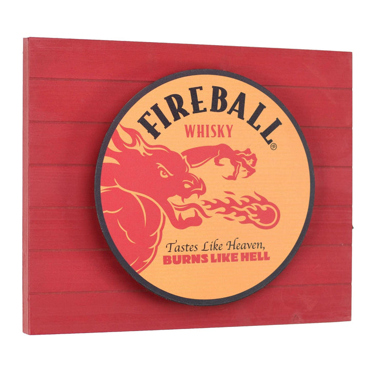 Fireball Whisky Vintage Metal Backlit Led Sign 15inch X 18inch Red Wood Medium - Diamond Home USA