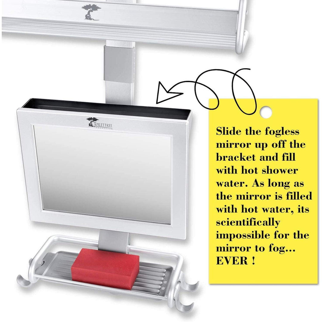 Rustproof Shower and Bath Caddy with Fogless Bathroom Mirror Squeegee Black - Diamond Home USA