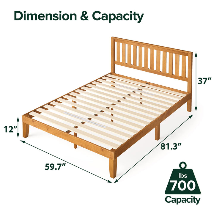 ZINUS Alexia ood Platform Bed Frame with headboard Solid ood Foundation with Queen