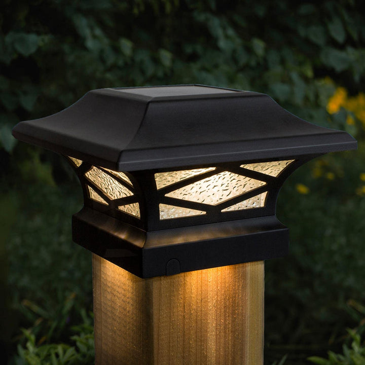 Kingsbridge Black Dual Lighted Solar Post Cap (2 Pack)