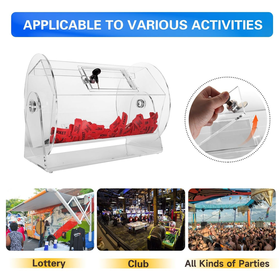 Small Acrylic Raffle Drum Ticket Spinning Cage for Tickets Balls Holds White - Diamond Home USA
