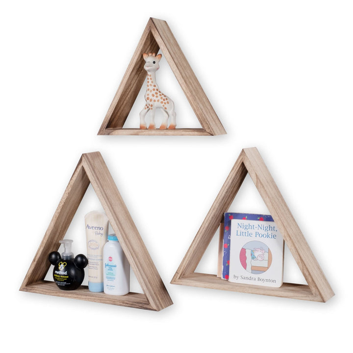 Rustic State Wall Mount Triangle Wooden Box Shelf Varying Sizes Pack of 3 - Diamond Home USA