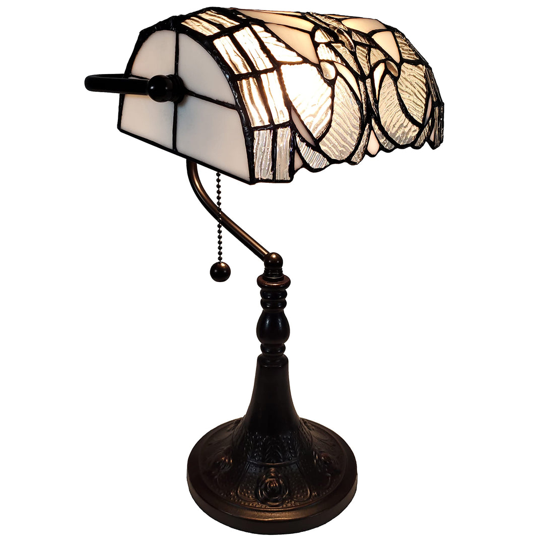 Amora Lighting Tiffany Style Stained Glass 16" Tall Desk Lamp White (AM366TL10) - Diamond Home USA