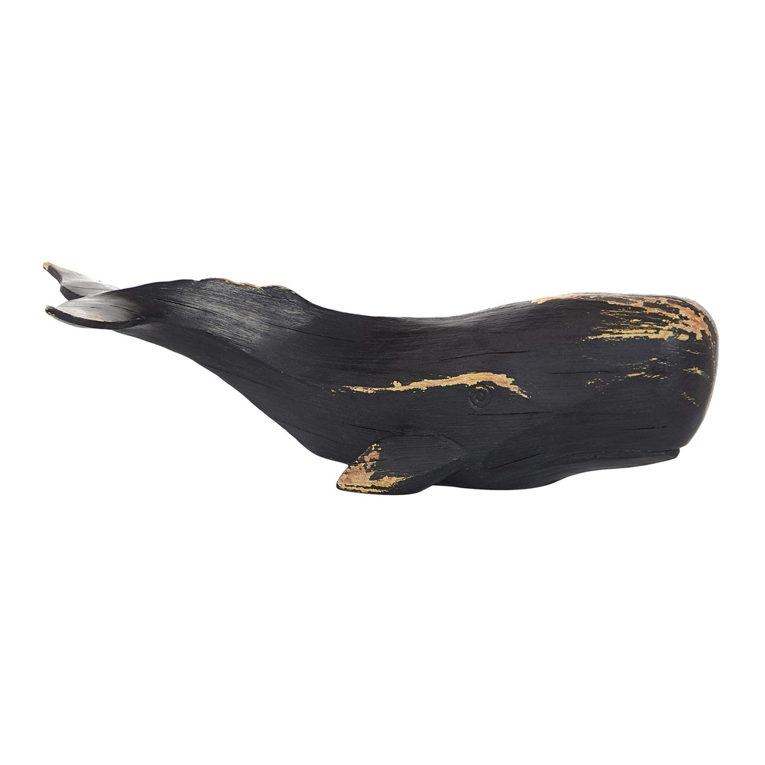 Black Polyresin Coastal Whale Sculpture 4 X 14 5 Resin - Diamond Home USA