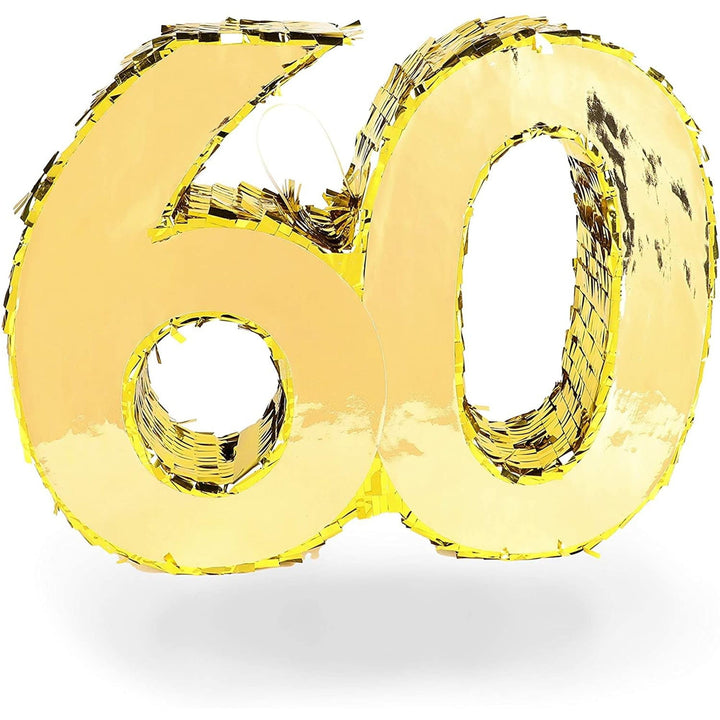 Gold Pinata for 60th Birthday Party Number 60 (16.5 X 13 3 in) Wood - Diamond Home USA