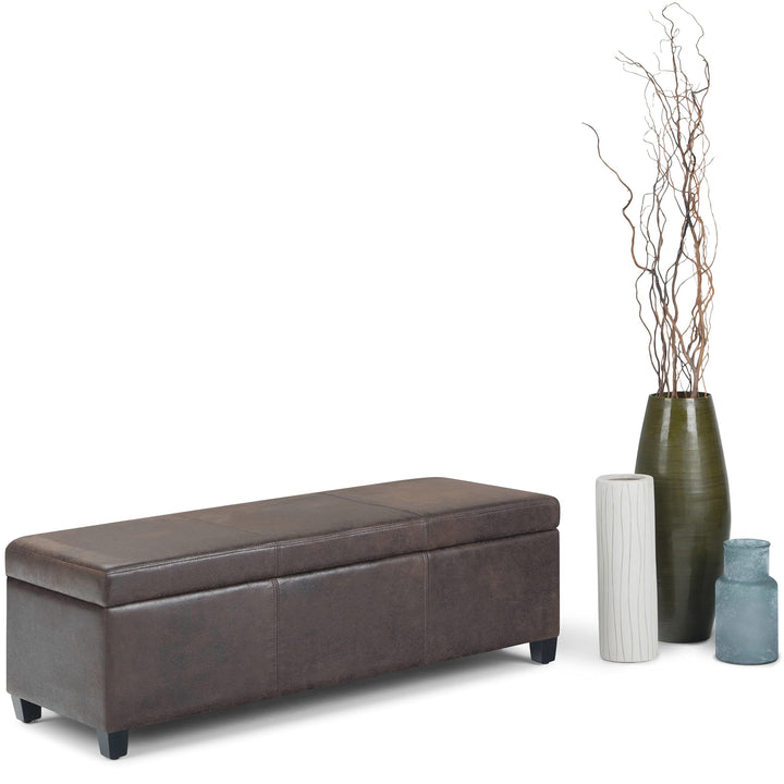 SIMPLIHOME Avalon 48 Inch Wide Contemporary ectangle Storage Ottoman Bench in