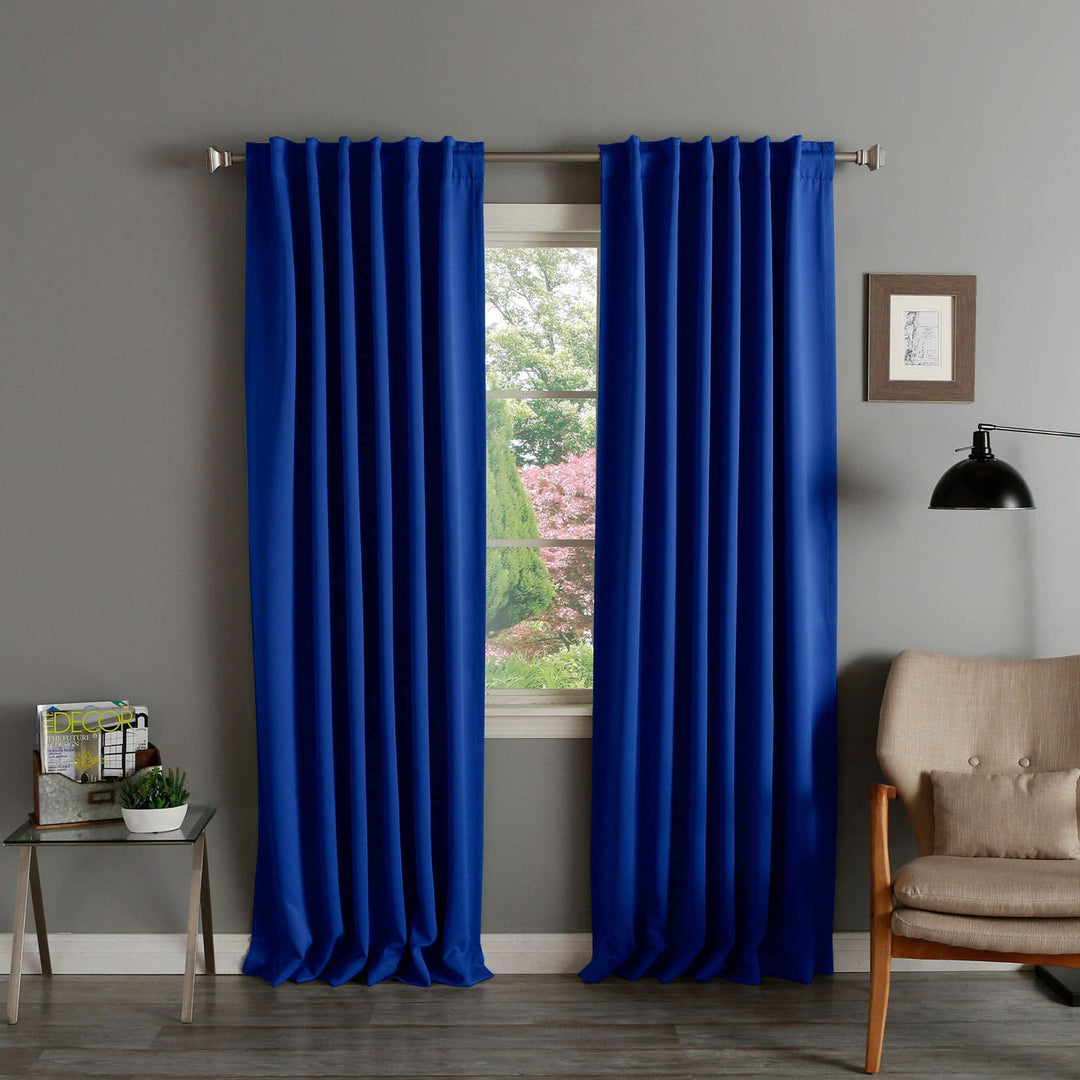 Aurora Home Solid Insulated Thermal Blackout Curtain Panel Pair - 52 x 120 Royal Royal Blue