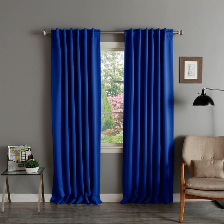 Aurora Home Solid Insulated Thermal Blackout Curtain Panel Pair - 52 x 120 Royal Royal Blue