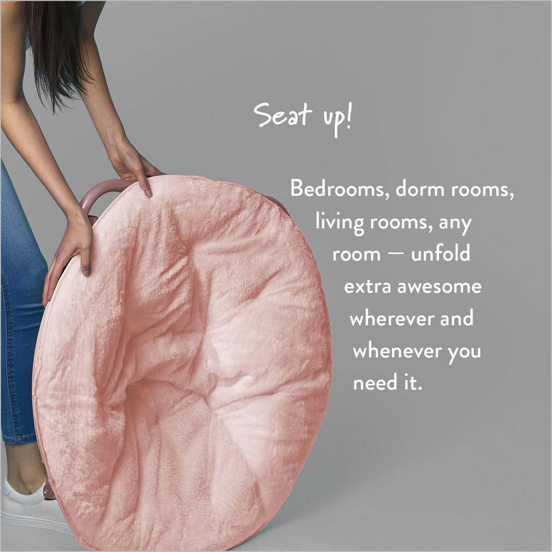 Urban Lifestyle Faux Fur Saucer Chair with Metal Frame One Size Blush - Diamond Home USA