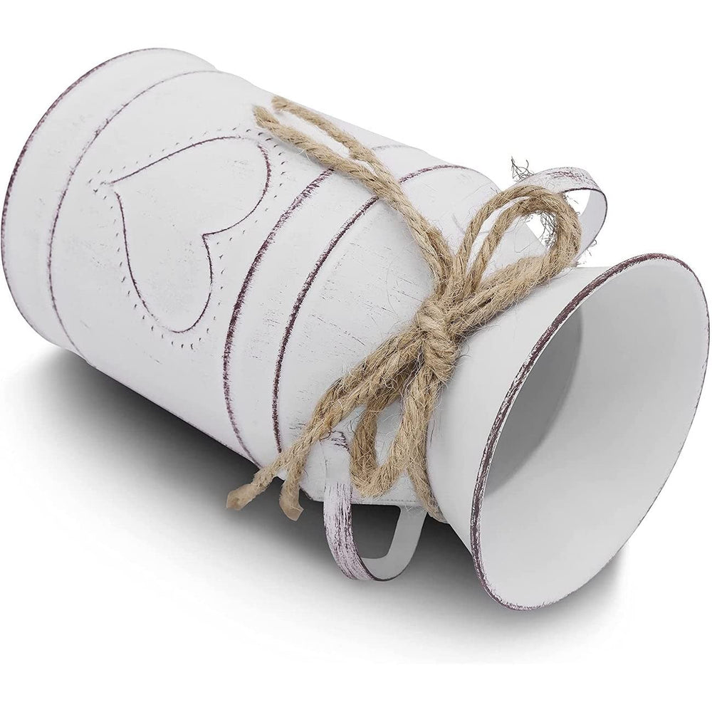 Vintage Vase Metal Flower Bucket Milk Jug Shabby Multi Color Ceramic - Diamond Home USA