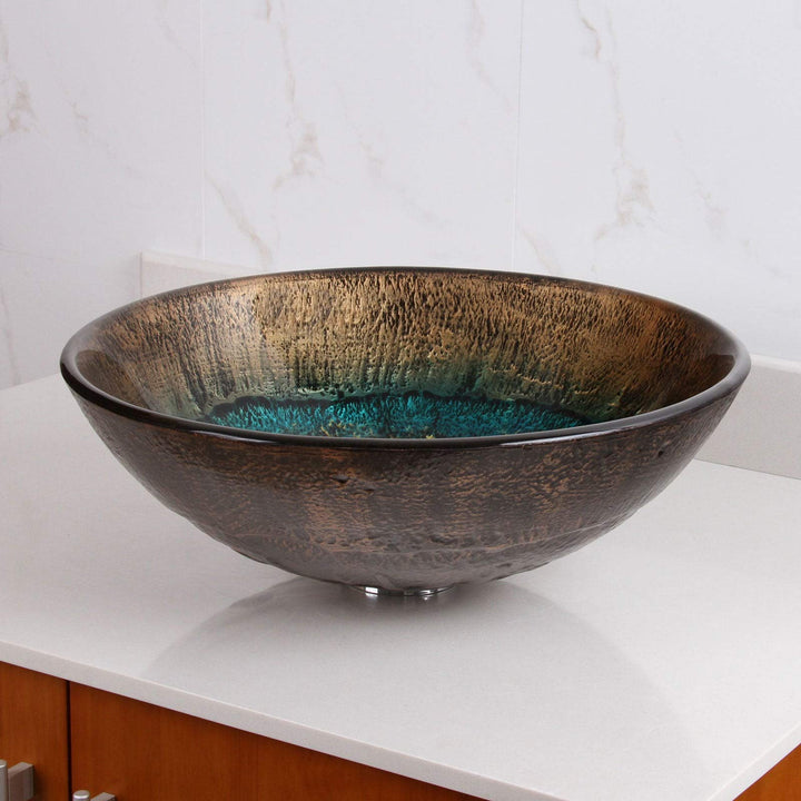Volcanic Pattern Tempered Glass Bathroom Vessel Sink - Diamond Home USA