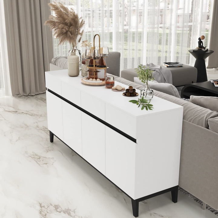 63''w 4 Drawer Sideboard Large Storage Cabinet Buffet Chest Dresser Black - Diamond Home USA