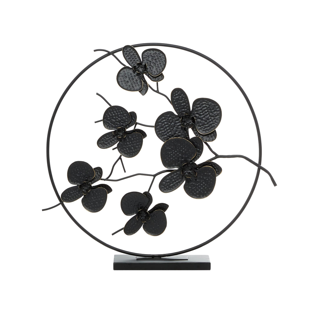 Black Metal Contemporary Leaves Sculpture 23 X 24 4 - Diamond Home USA