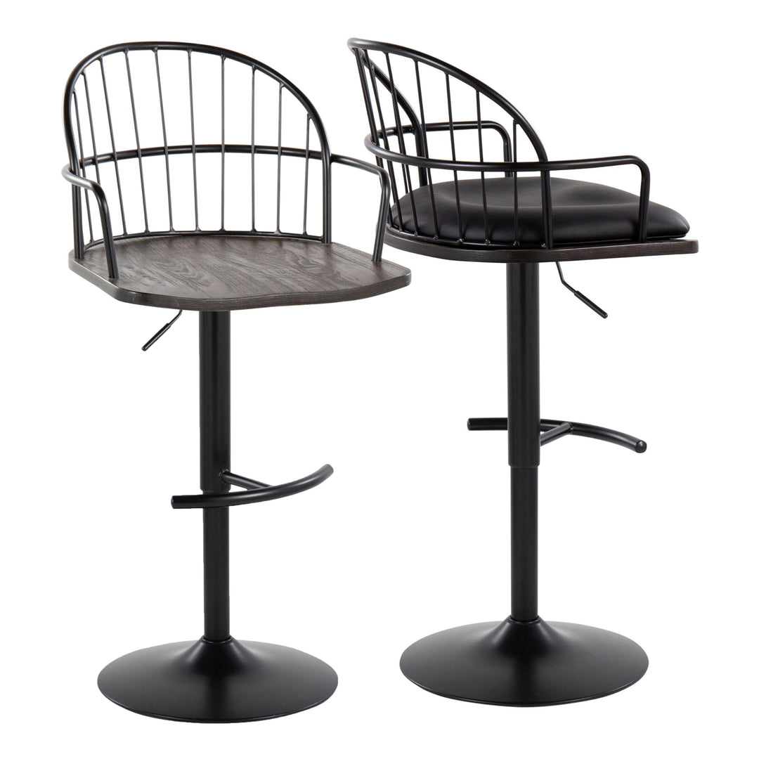 Adjustable Bar Stool with Arms and Removable Seat Cushion (Set of 2) Black - Diamond Home USA