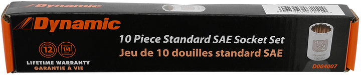 Dynamic Tools D004007 1/4" Drive 12 Point Standard SAE Socket Set (10 Piece) 3/1 - Diamond Home USA