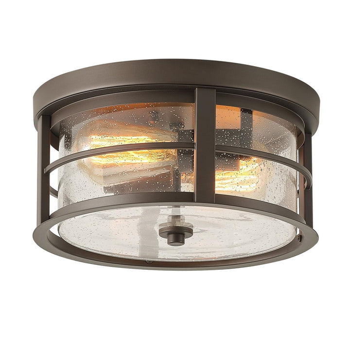 Oil Rubbed Bronze 2-light Flush Mount Ceiling Lamp with Clear Glass Design Brown - Diamond Home USA
