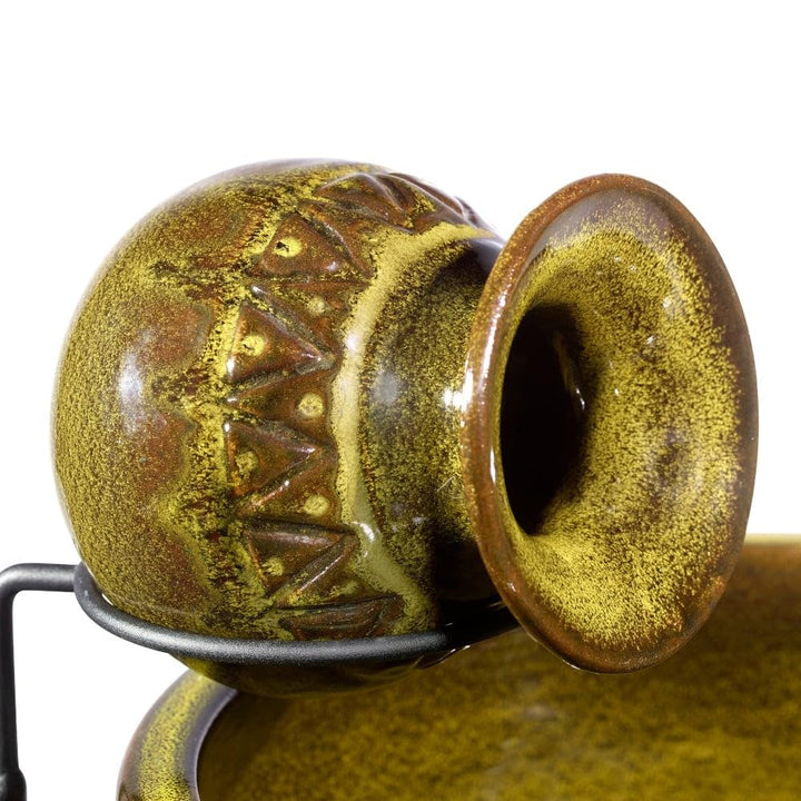 Solar Jug Fountain Green Ceramic - Diamond Home USA