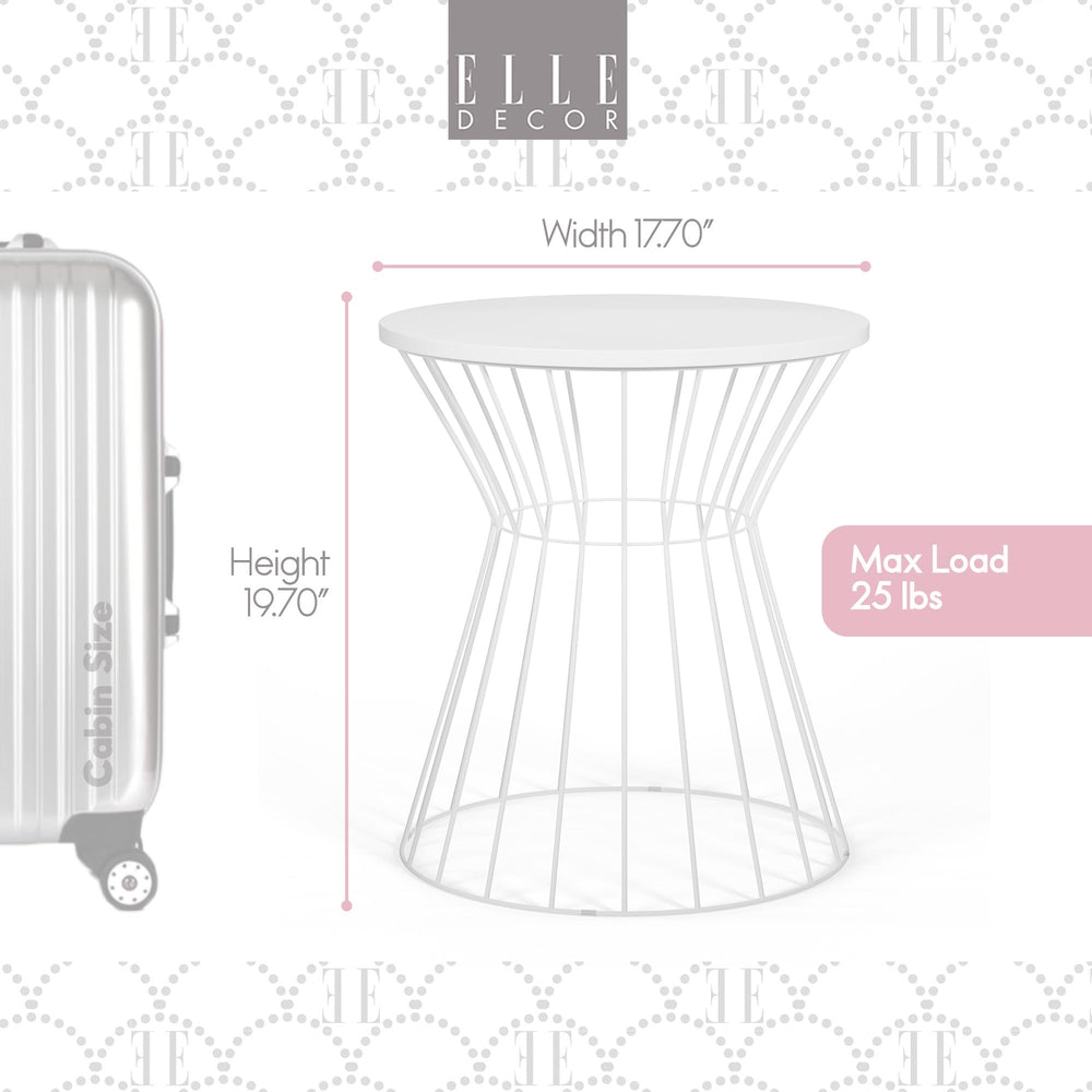 Elle Decor Lulu Modern Hourglass End Table Metal Side Table with Metal Top or White - Diamond Home USA