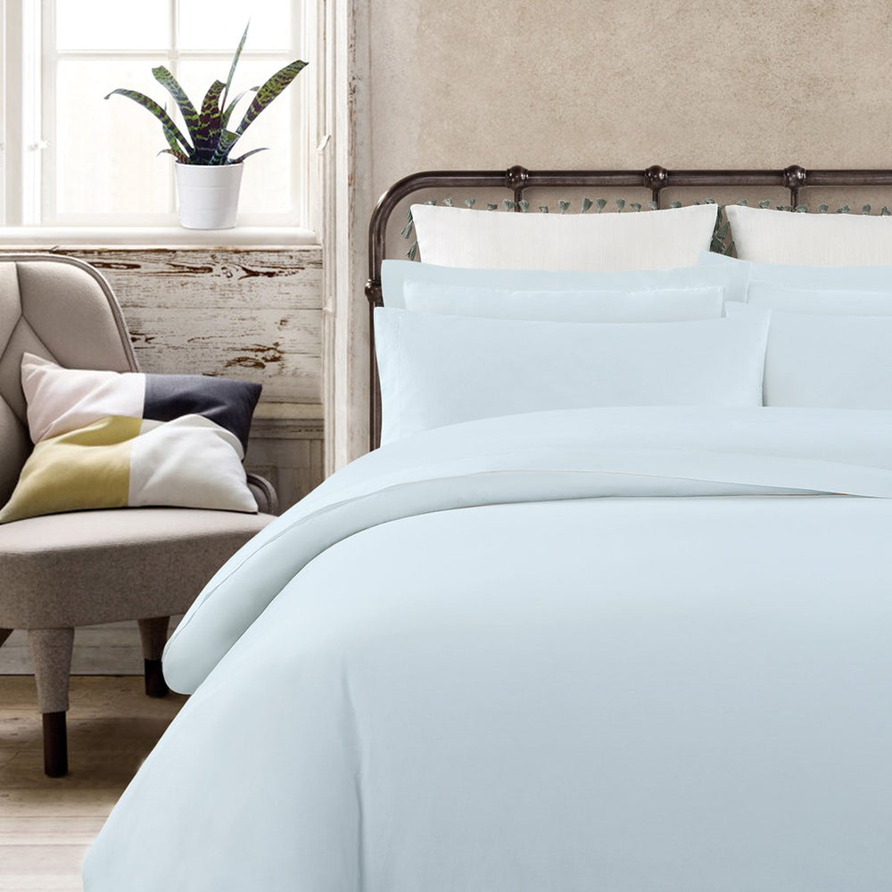 Echelon Home Vintage Full Blue Washed Cotton Percale Sheet Set - Diamond Home USA