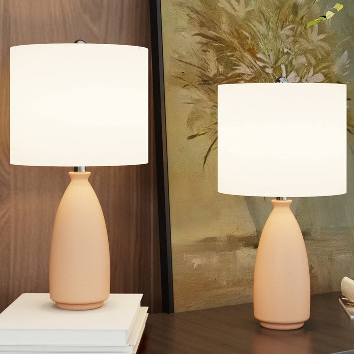 23.25" Light Orange Ceramic Table Lamp (Set of 2) Industrial Modern Contemporary - Diamond Home USA