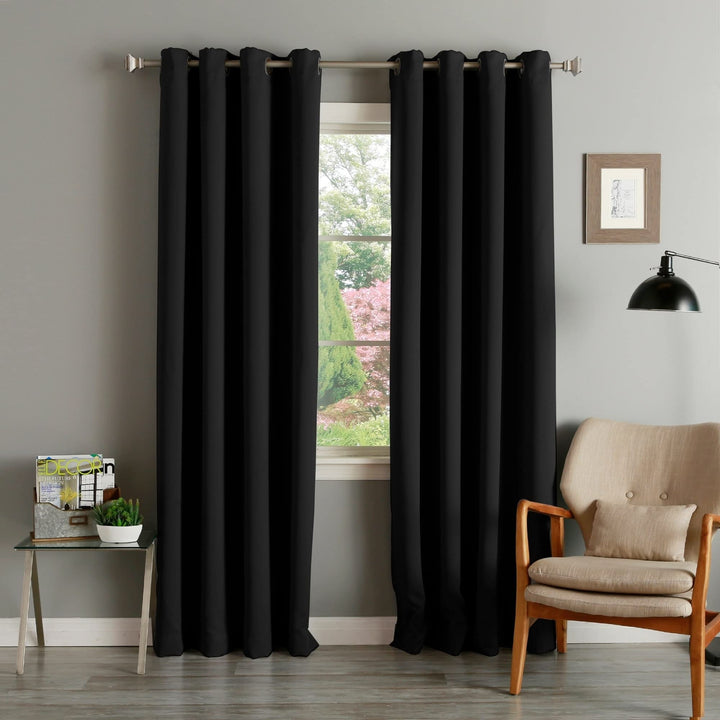 Aurora Home Fire Retardant 84-inch Blackout Curtain Pair Panel Dark Grey 52" W x - Diamond Home USA