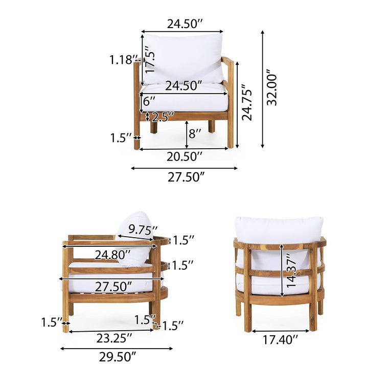 Christopher Knight Home 318049 Ellendale Club Chair Teak + White - Diamond Home USA