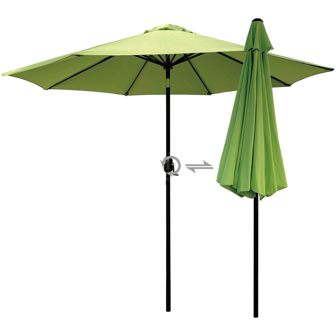 9' Patio Umbrella Outdoor Table with 8 Sturdy Ribs (Green) Black Green Nature - Diamond Home USA