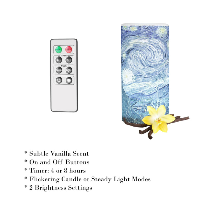 Led Starry Vanilla Scented Night Candle with Remote Control Art 1-piece - Diamond Home USA