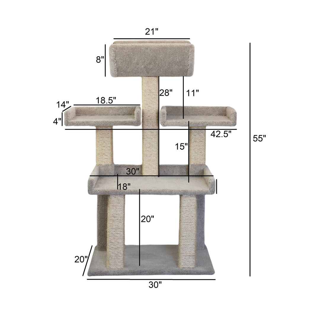 Cat Trees Extra Large Tower for Big Cats Off/White Wood - Diamond Home USA