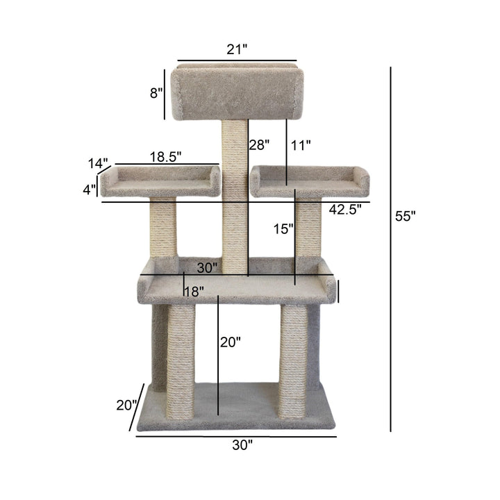 Cat Trees Extra Large Tower for Big Cats Off/White Wood - Diamond Home USA