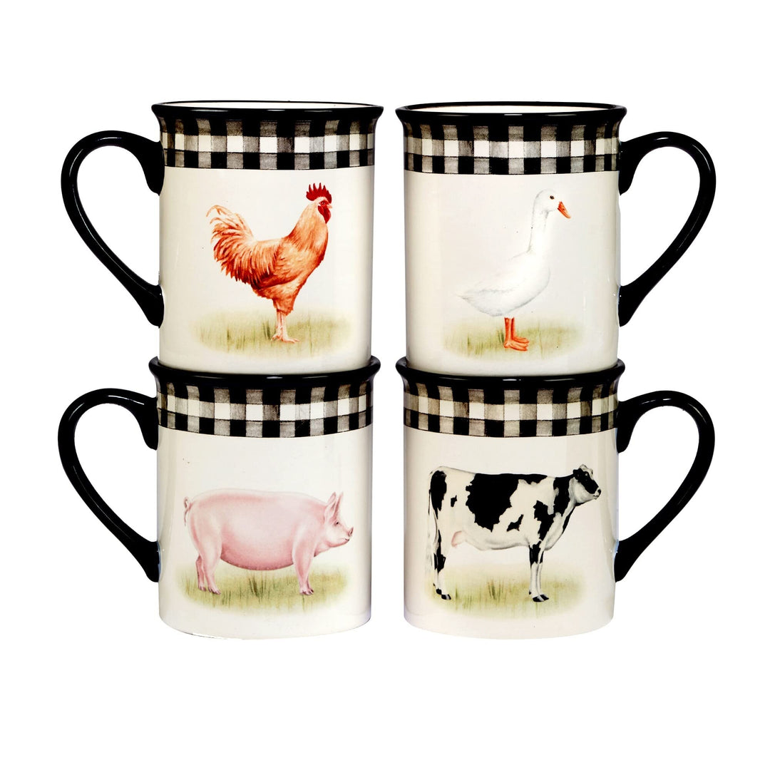 16-piece Dinnerware Set Service For 4 Black Multi Color White Animal Casual - Diamond Home USA