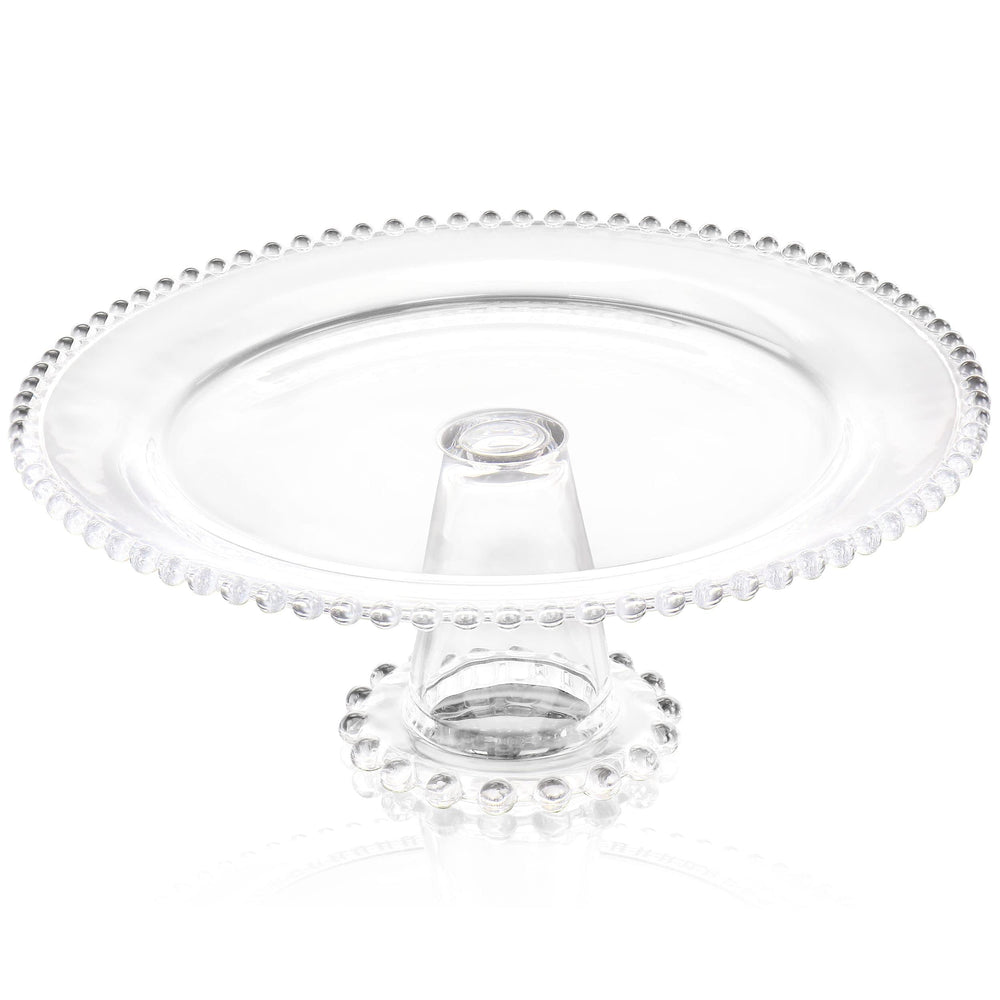 12in Glass Pedestal Cake Stand Clear Round Dishwasher Safe - Diamond Home USA