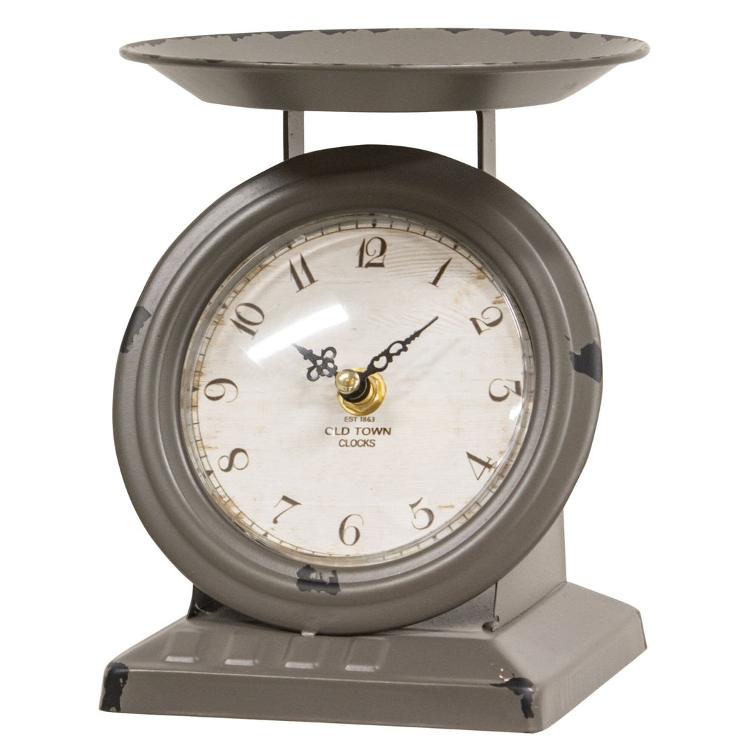Vintage Dark Gray Scale Clock Grey Farmhouse Novelty Metal Antique Battery