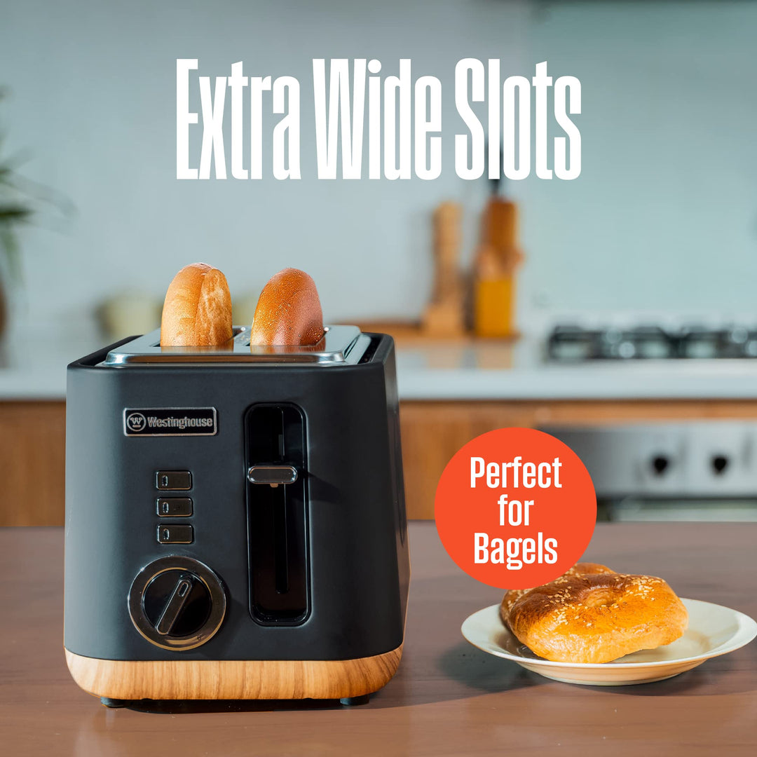 Westinghouse Scandinavian Design 2-Slice Toaster w/Wide Slots Removable Crumb - Diamond Home USA